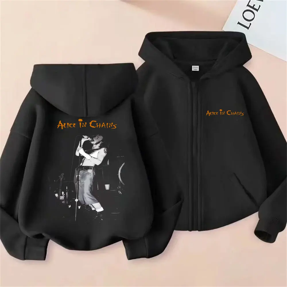 

Rock Band Alice in Chains Graphic Zipper Hoodie Men Women Retro Gothic Punk Zip Up Jacket Coat Unisex Fashion Oversized Hoodies