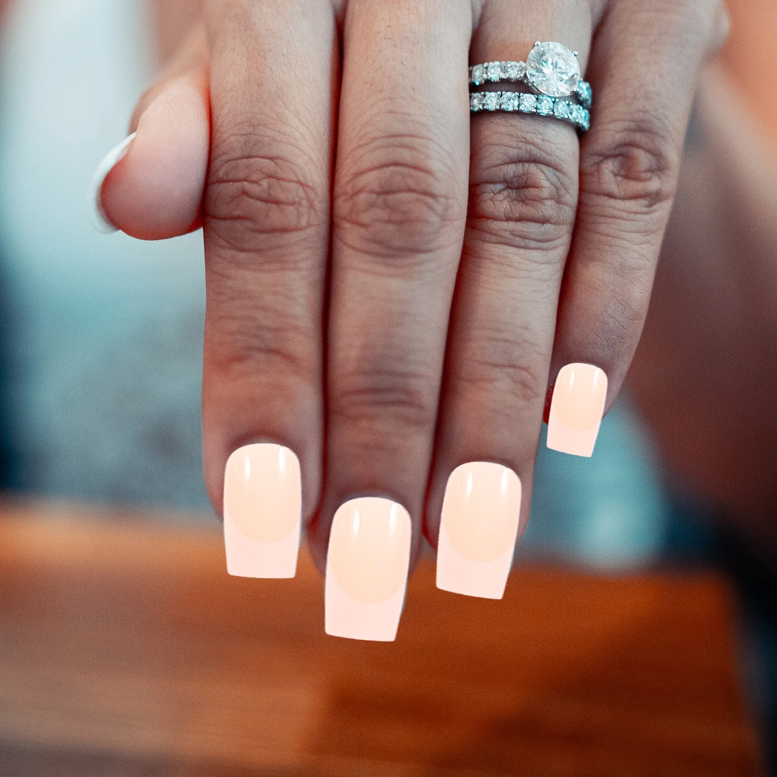 

24pcs Classic French Fake Nails Press On Acrylic Short Pink Full Cover Tips Professional ABS Material Nail Kit