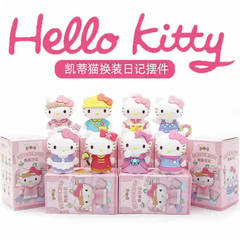 

MINISO Hello Kitty аниме Статуэтка модели женских игрушек подарок на день рождения сюрприз подарок настольное украшение