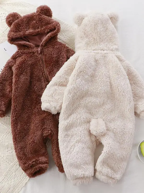 

ex Bear Print Spwear Comfortable Fluffy Onesie Baby Rer Winter Warm Clothes Children's Cotton Padded Coat Korean Sle
