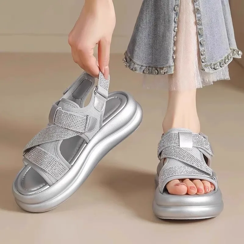 Children's Shoes Girls Fashion Breathable Thick-soled Sandals Summer New Sequined Cool Slippers Flat Sandals Size 28-37