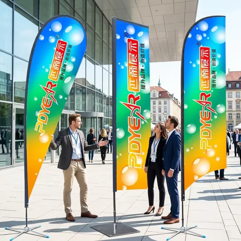 Portable Feather Beach Flag Easy Assembly Custom Logo Teardrop Banner Flag for Business Promotion Trade Show