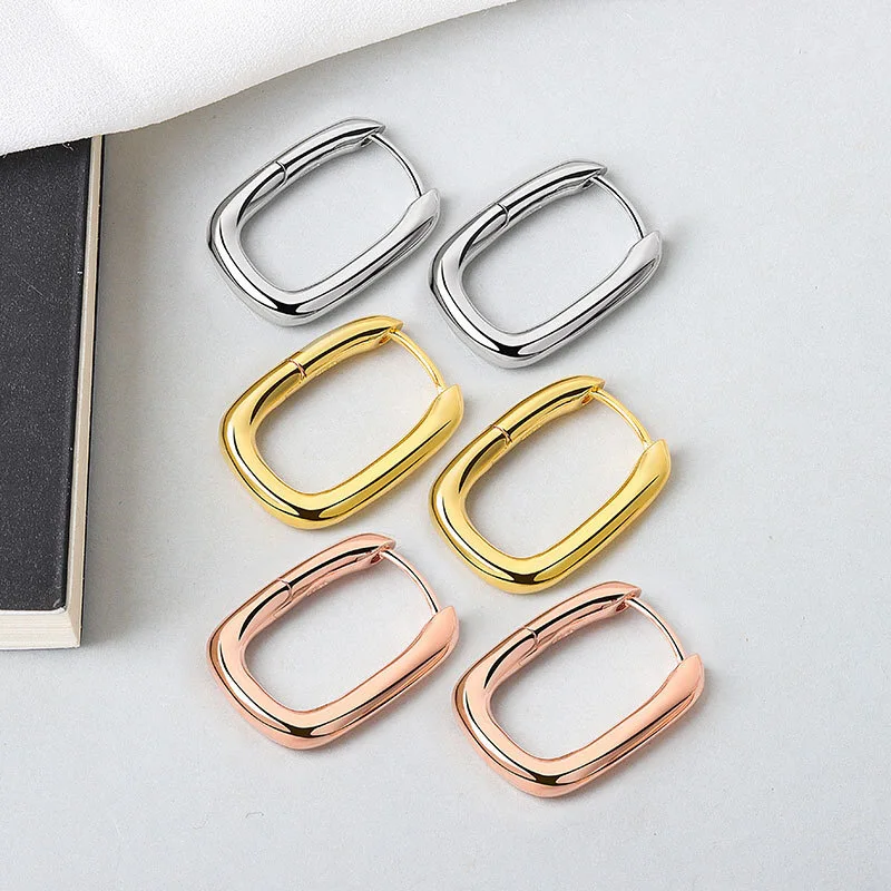 Ellipse Simple Style Big Hoop Earrings Smooth Golden/White Color Geometric Charming Earring Piercing Accessories For Women Gifts
