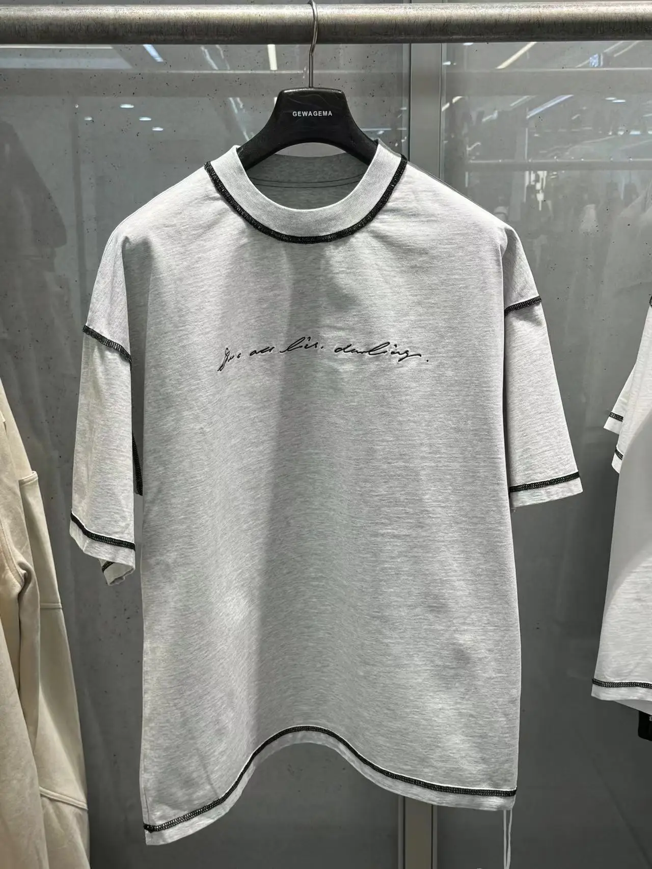 

American Sle Heavyweight GEWAGEMA 2026ss Spring Summer New Embroidered Logo Loose Casual Large Size ort Sve T-irt