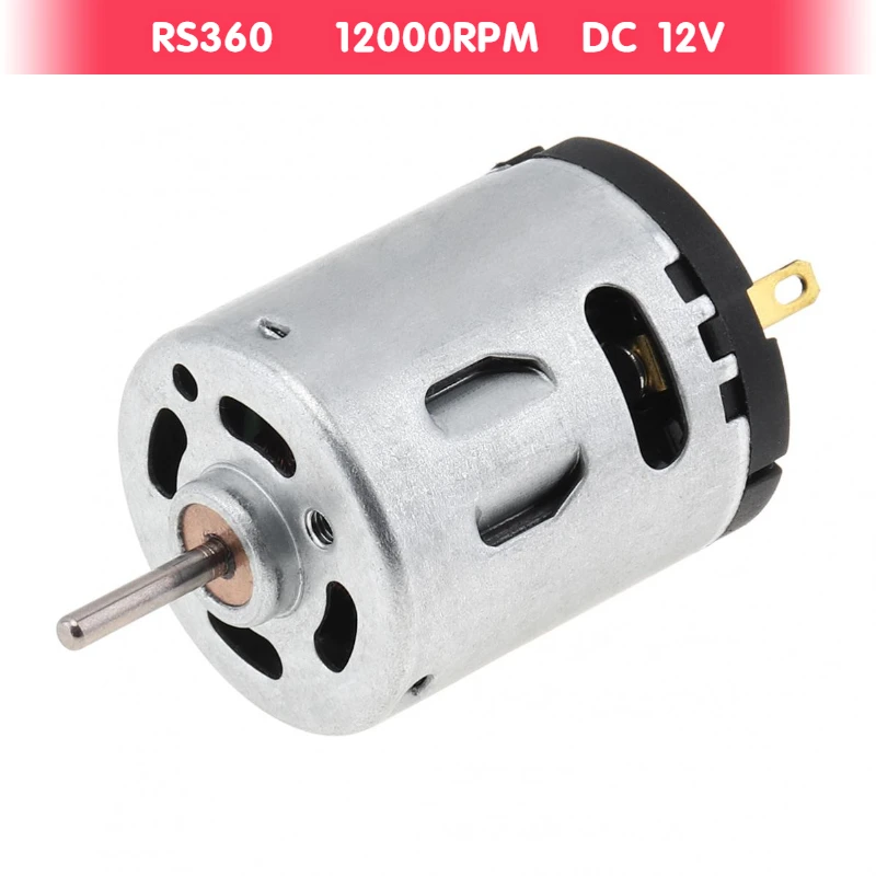 RS360 DC Motor 12000RPM 12V 24000RPM 24V High Speed Carbon Brush Micro Motors for DIY Toy Hair Dryer Electric Fans