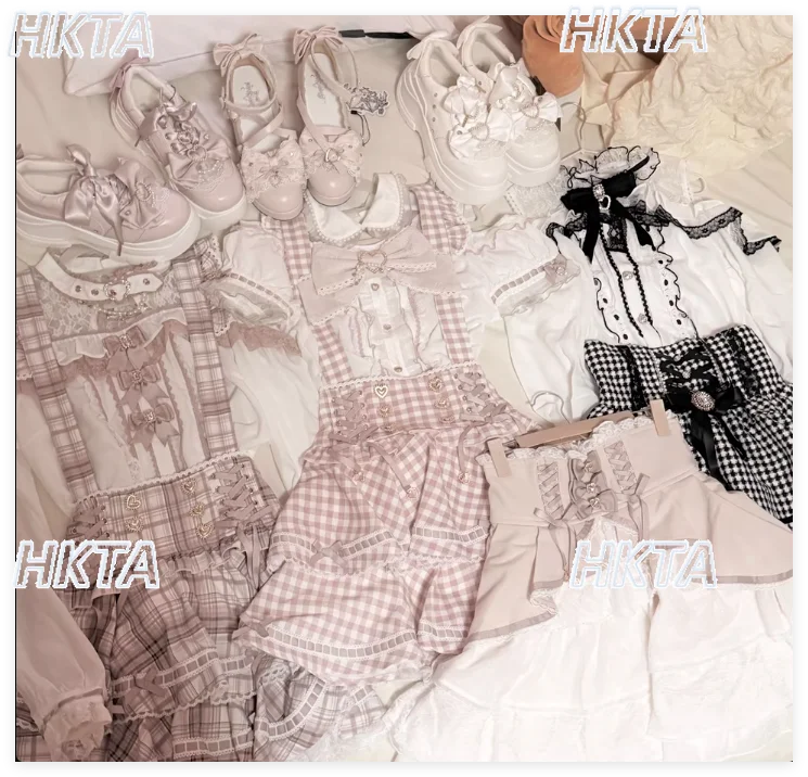 

Новая весенняя японская юбка в стиле Лолита 2026 года с завышенной талией, тонкая плиссированная юбка с оборками, в студенческом стиле, для девушек, в клетку