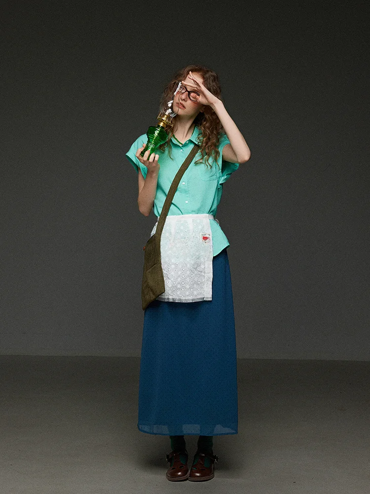 TNIT Retro Polka Dot High Waist A-Line  Skirt Women's Summer Versatile Slimming Design Loose Long Skirt Commute Style