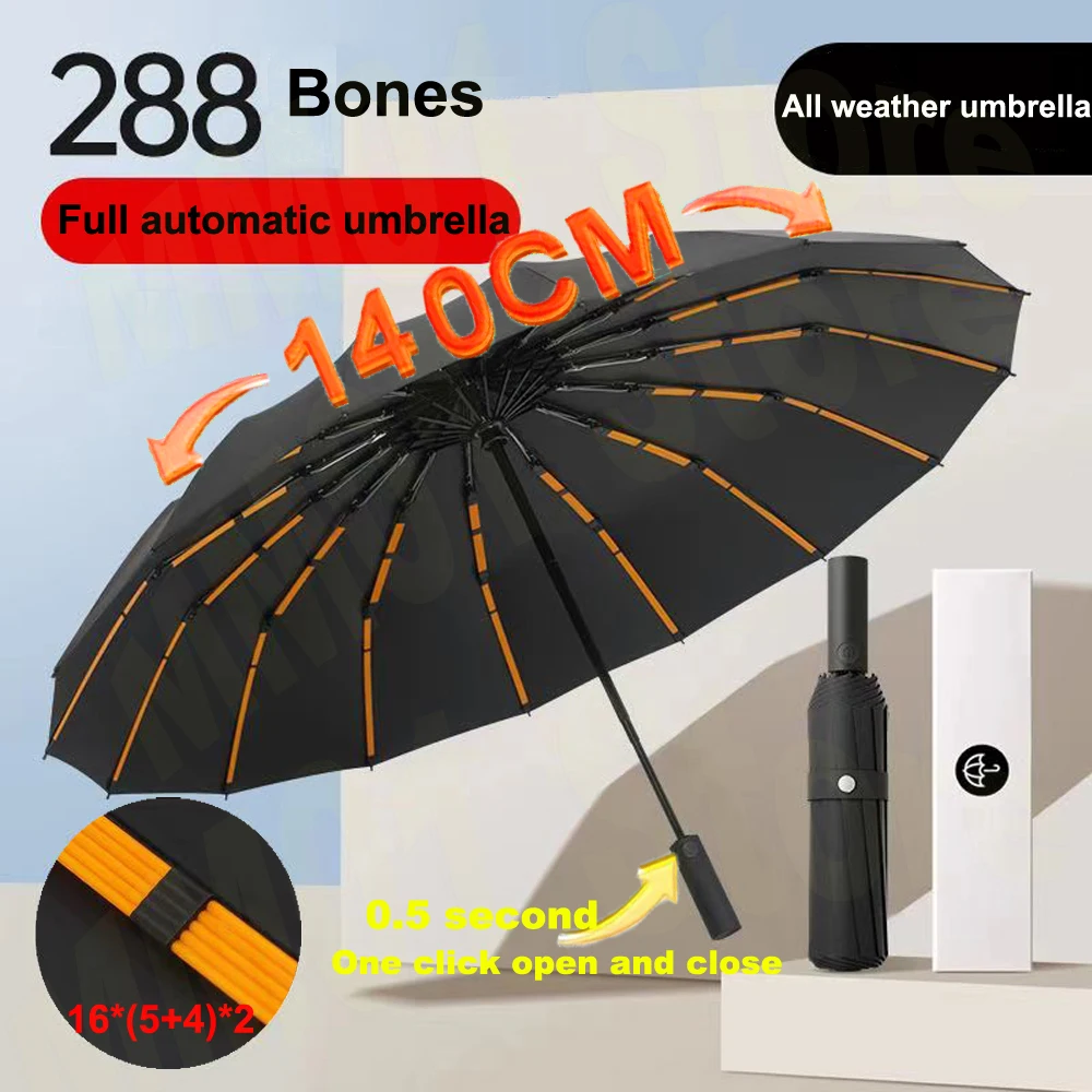 288 Bones Super Windproof Umbrella All Weather Umbrellas Large Size Men Automatic Business Umbrella UV Protection Women Sunshade