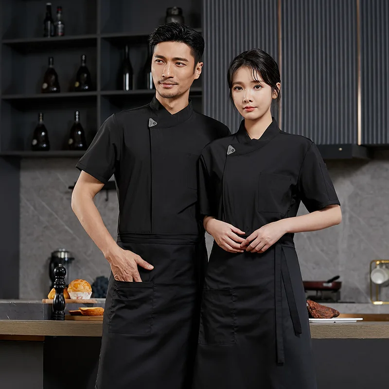 Chef Jacket Men Short Sleeve Women Kitchen Cook Shirt Barber Bartender Pastry Restaurant Waiter Uniform - Image 6