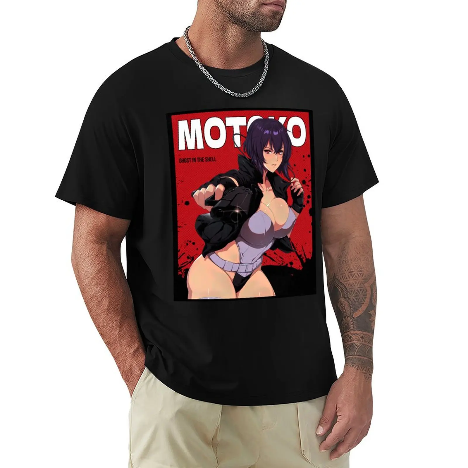 Camiseta de Major Motoko Kusanagi Ghost In The Shell para hombre, blusa con diseño de cómic rojo, figuras de anime sublime, ropa de anime