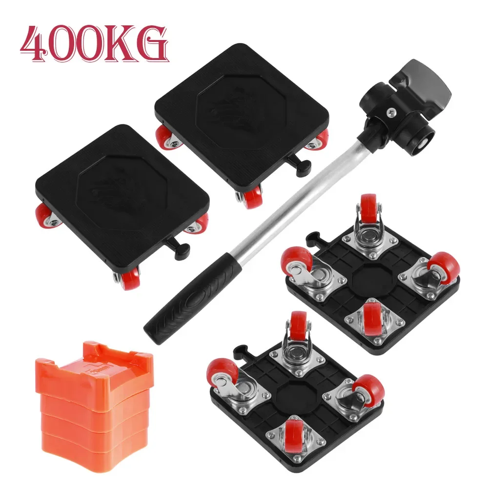 400KG Heavy Duty Furniture Lifter Transport Mover Lifter Slides Wheel Easy Furniture Mover Tool Set Wheel Roller Bar Hand Tools