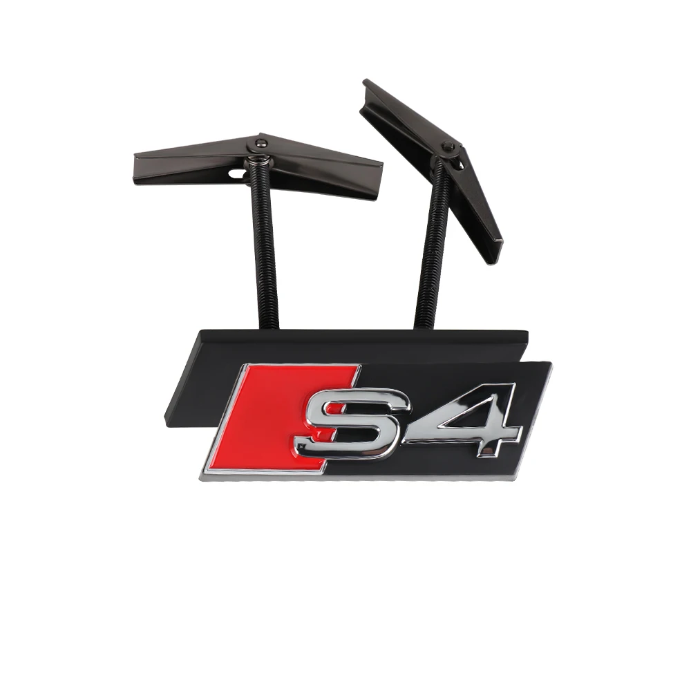 3D ABS Chrom Schwarz S Logo Kühlergrill-Emblem Aufkleber Auto Frontgrill-Abzeichen Dekoration für Audi RS3 RS4 RS5 RS6 RS7 S3 S4 S5 S6 S7 S8