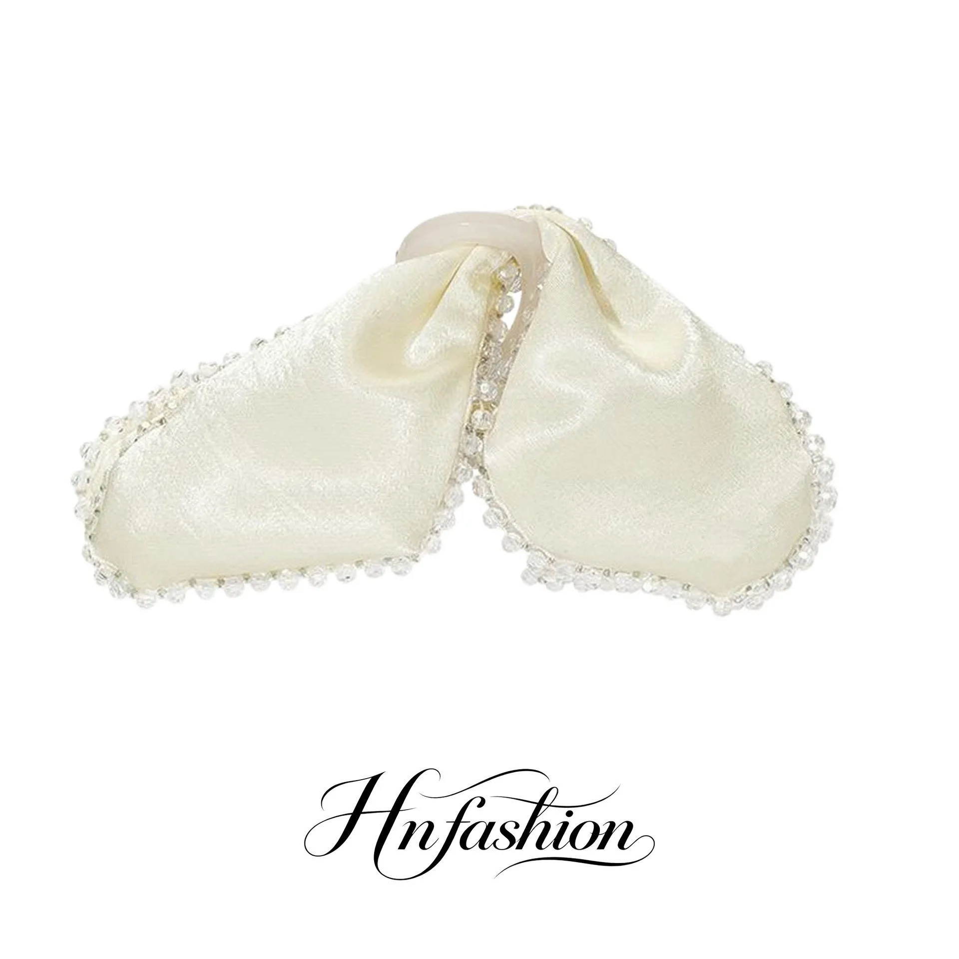Elegant Satin Bow Hair Claw Clip Beaded Trim Large Non Slip Shark Clip For Women Girls Back Head Bun Ponytail Styling Daily Use