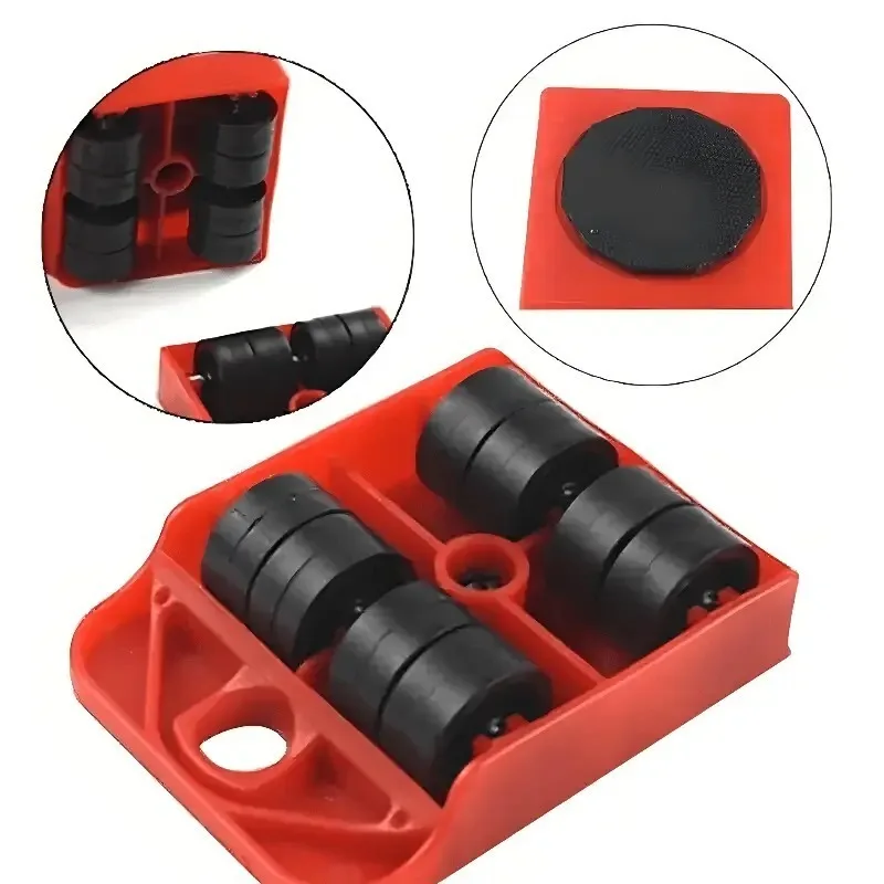 5pcs Set Heavy Object Mover, Furniture Heavy Object Moving Tools, Universal Wheels, Large Furniture Moving Wheels