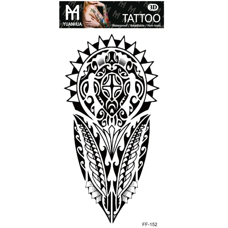 Size:208x95mm New Waterproof Animal Temporary Tattoo Wolf Head Totem Arabic Text Tattoo Sticker