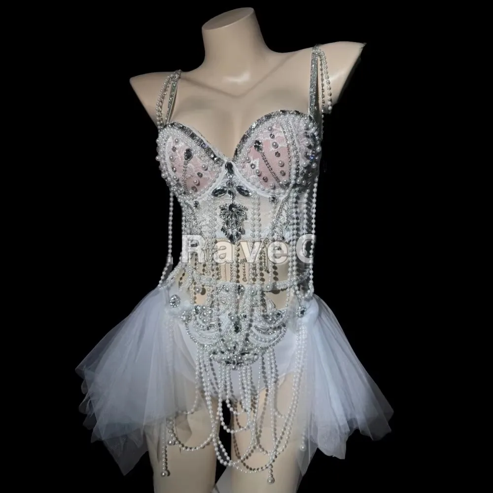 

Women Sexy Bikini Diamond Luxury Beaded Set Stage Performance Wear Catwalk Disco Dance Costume DJ Party Singer Model Bar Wear