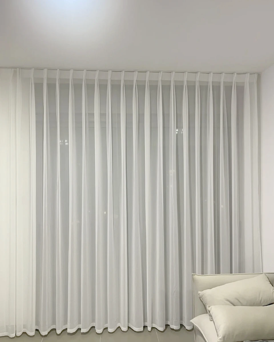 Asazal Einfarbige Weiße Tüll-Luxus-Chiffon-Transparente Fenstervorhänge für Wohnzimmer Moderne Voile-Organza-Vorhänge Schlafzimmerdekoration – Detail 10