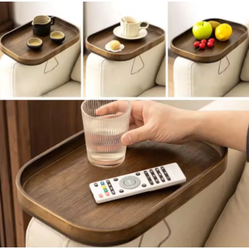 Sofa Armrest Clip-On Table Tray Wooden Foldable Couch Arm Tray Sofa Tables TV Table Side Tables For Eating And Drinking