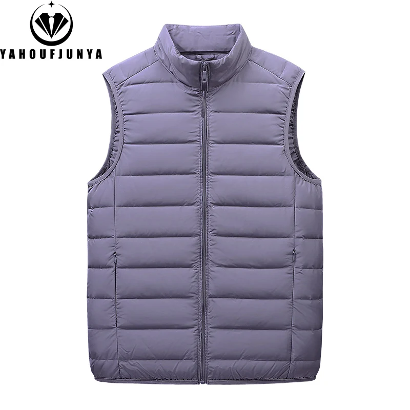 Autumn Men Fleece Warm Solid light Stand Collar Down Vest Men Winter Sleeveless Outdoor Casual Windproof Zipper Vest Male Coat