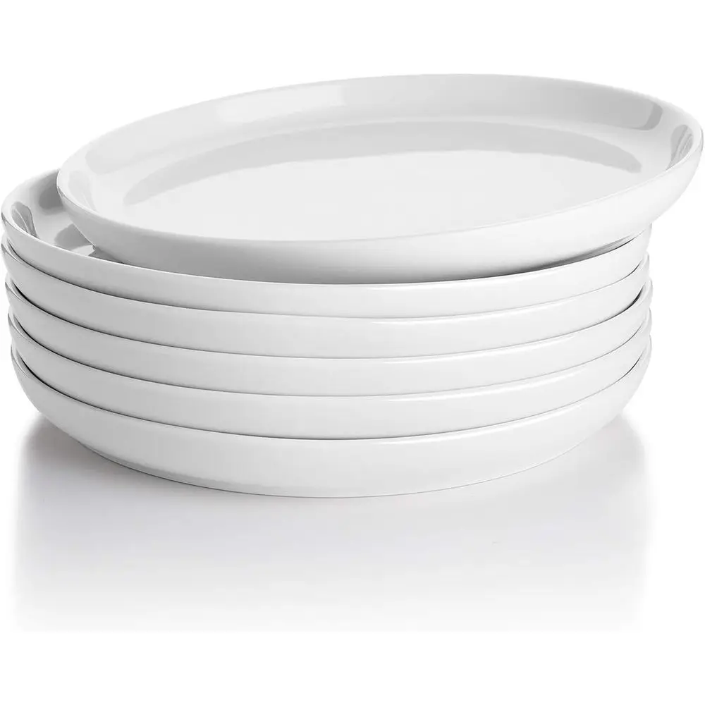 

7.4 Inch Porcelain Dessert Plates, Set of 6 - Stackable, Microwave Oven Safe - White