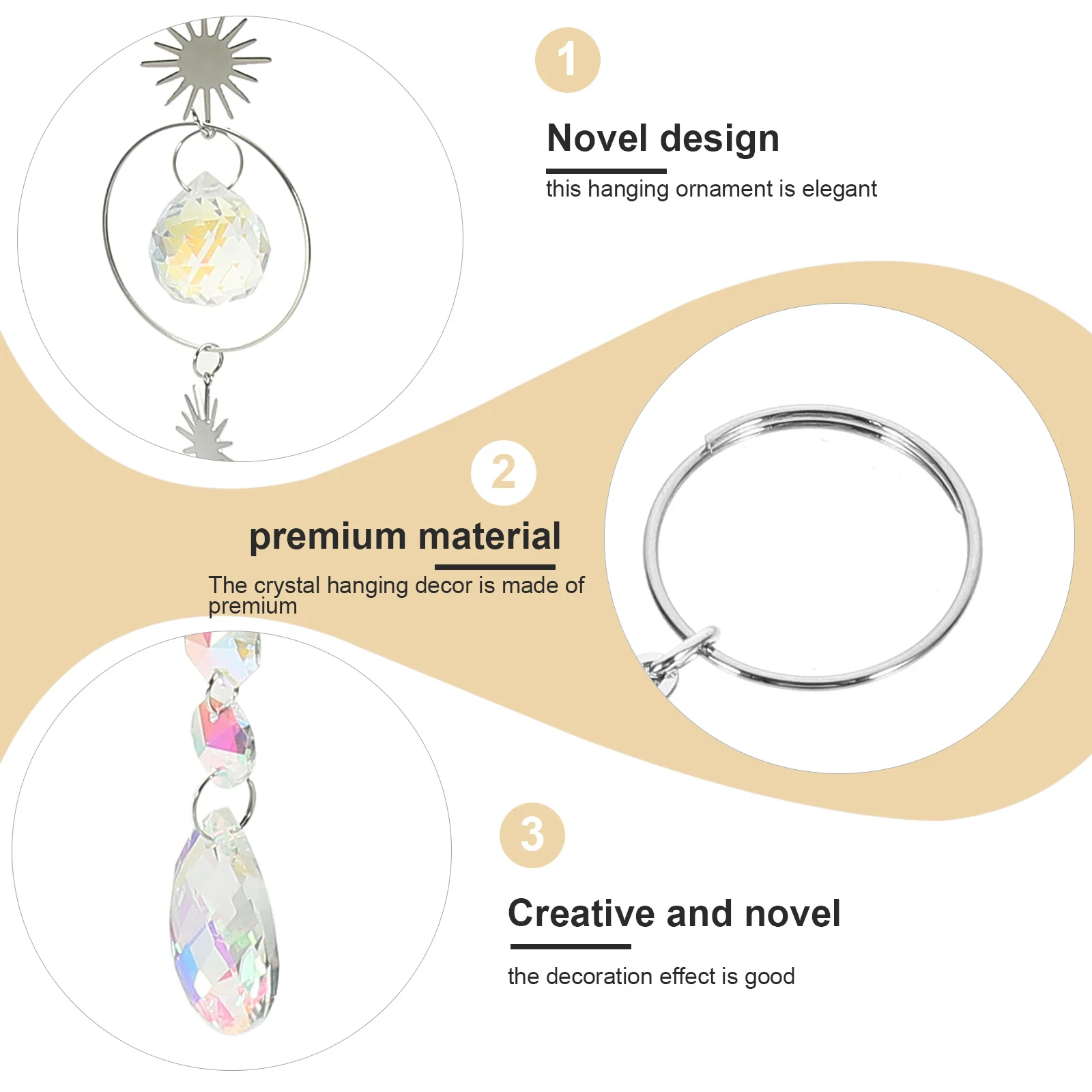 

5pcs Galaxy Moon Star Hanging Suncatcher Crystal Prism For Window Garden Home Decor Light Catcher Indoor Outdoor Ornaments