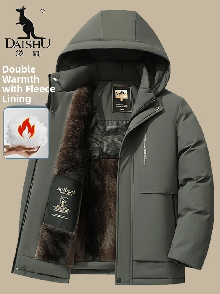 

Мужская зимняя хлопковая куртка Kangaroo с утепленной флисовой подкладкой, с капюшоном, повседневная верхняя одежда, теплая модная городская куртка в стиле Dad Sle