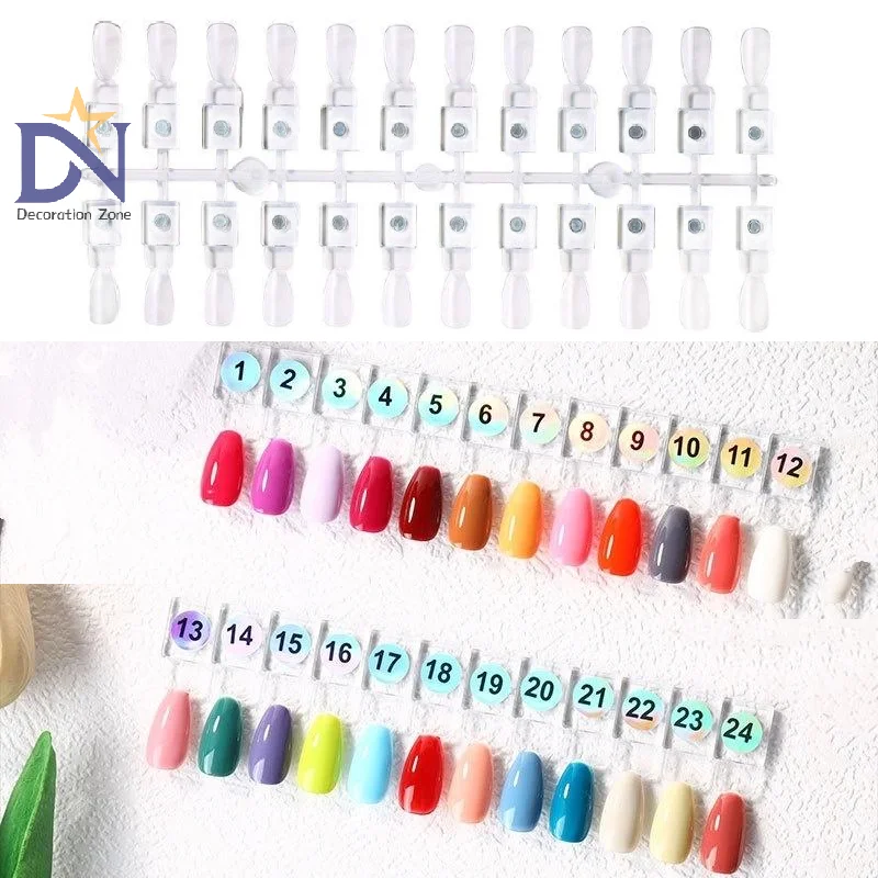 

24PCS Polish Color Chart Magnetic False Nail Tip Display Clear Color Card Polish Gel Stand Board Nail Palette Nail Glue Practice