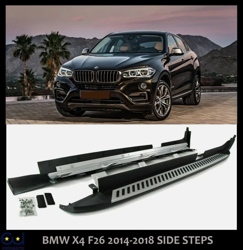 

Подножки 2 шт. для BMW X4 F26 2014-2018, полный комплект боковых ступеней Nerf Bar с противоскользящими частицами