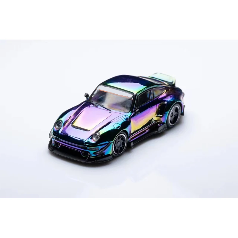 DCM In Stock 1:64 RWB 993 Ducktail Electroplated PURPLE Modified Magnetic Detachable Hood Diecast Diorama Car Model Collection