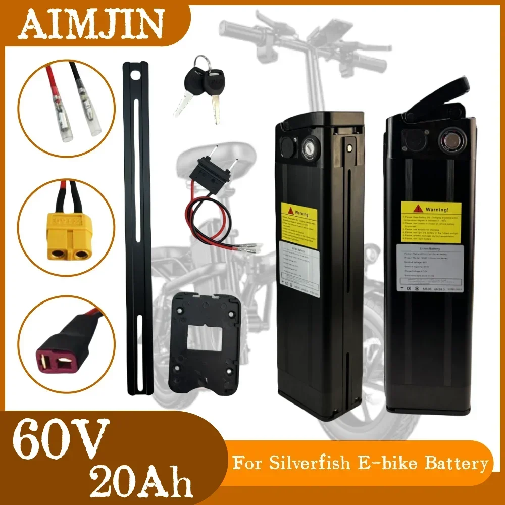

Waterproof Shell Safety Lock For Silver Fish Electric Bicycle Battery 60V 20Ah 1200Wh Lithium Rechargeable Battery