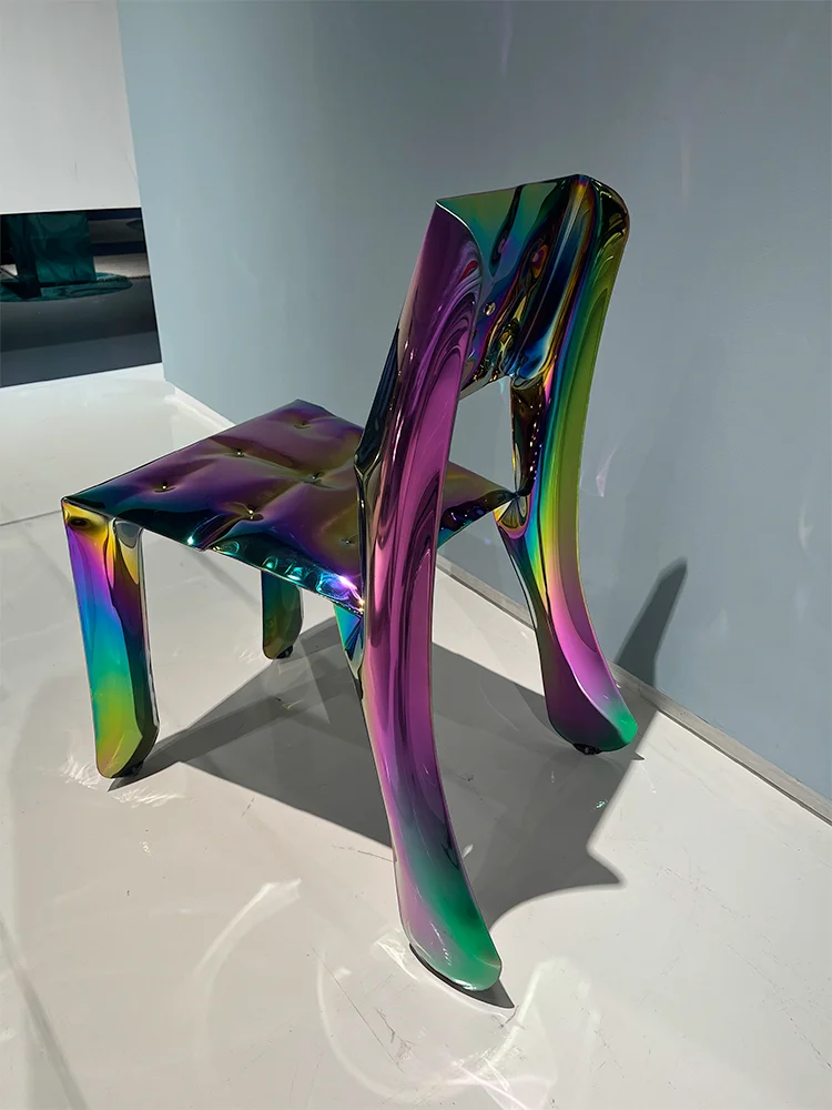 

Customized Nordic single chair designer, shaped stainless steel dining chair, minimalist living room, modern chair furniture