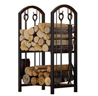 Firewood Rack Fireplace Tool Rack Indoor/Outdoor Log Holder Rack Iron Large Logs Bin Fireplace Tools Set Tongs Accessories