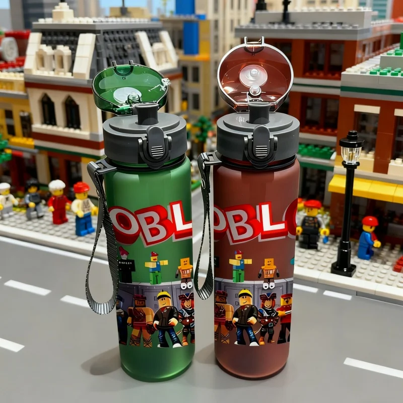 Gelas Air 560ML Cetak 3D dengan Pola Mainan Lego yang Menarik, Gelas Air Bergaya Berkapasitas Besar Anti Bocor dengan Lapisan Embun untuk Penggunaan Sehari-hari