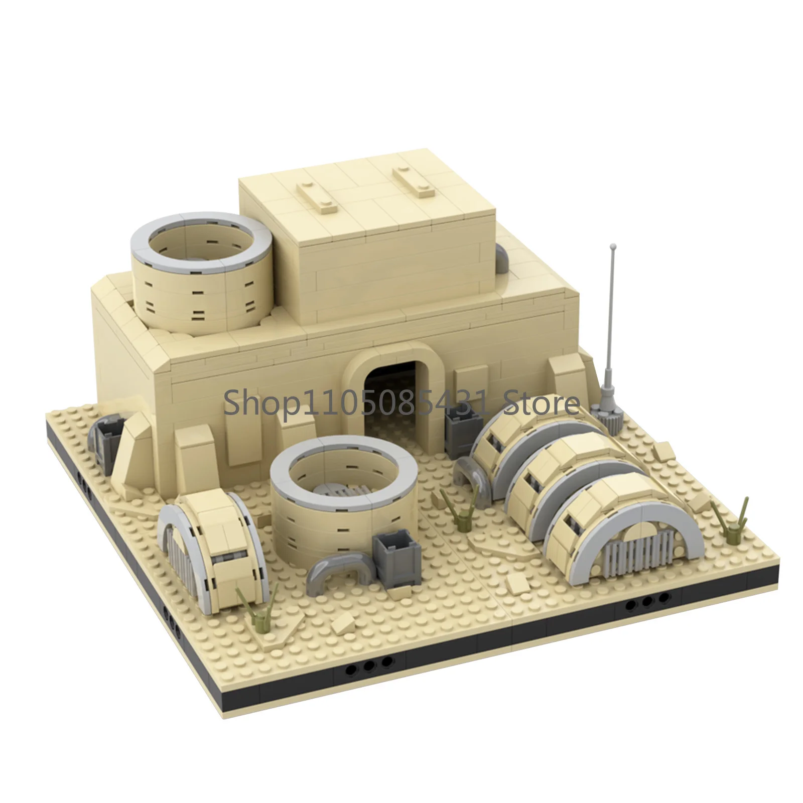 Desert Outpost Facility MOC Building Blocks Set, Sci-Fi Desert Power Station Scene Model, Collectible Architecture Bricks Kit