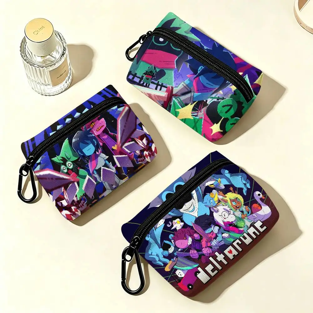 Game Deltarunes Mini Hanging Oxford Cloth Coin Bag Durable Zipper Key Card Pouch With Carabiner