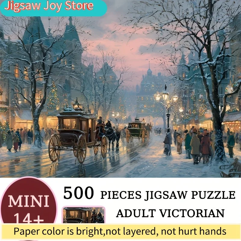 1박스() 성인용 빅토리아 스타일 크리스마스 퍼즐, 파티 게임 및 활동에 적합 - 우아한 혼합 색상 모자이크 디자인 1