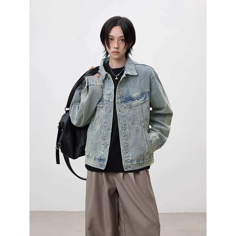 YIBASHU 2026 Autumn Winter Women Blue Denim Crop Jacket American Retro 2000s Cargo Racer Jacket Cowboy Outwear Tide Punk Y2k New
