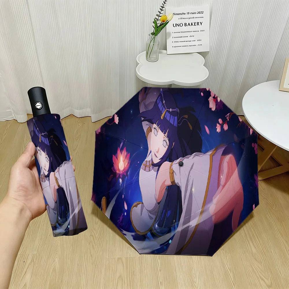 

Anime Hinata Hyuga Cherry Blossom Lotus Scene Portrait Print Automatic Folding Umbrella – UV Protection Sun & Rain Umbrella for