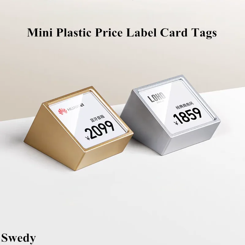 30x30mm Mini Plastic Price Label Sign Holders Display Stand Table Number Name Card Ticket Tags Small Price Label Paper Holder