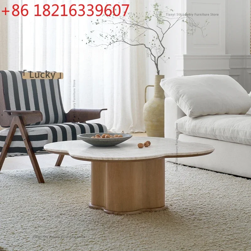 

French Romance Design Coffee Tables Luxury Wabi-sabi Originality Center Coffee Tables Marble Home Furniture Stolik Kawowy FYCT