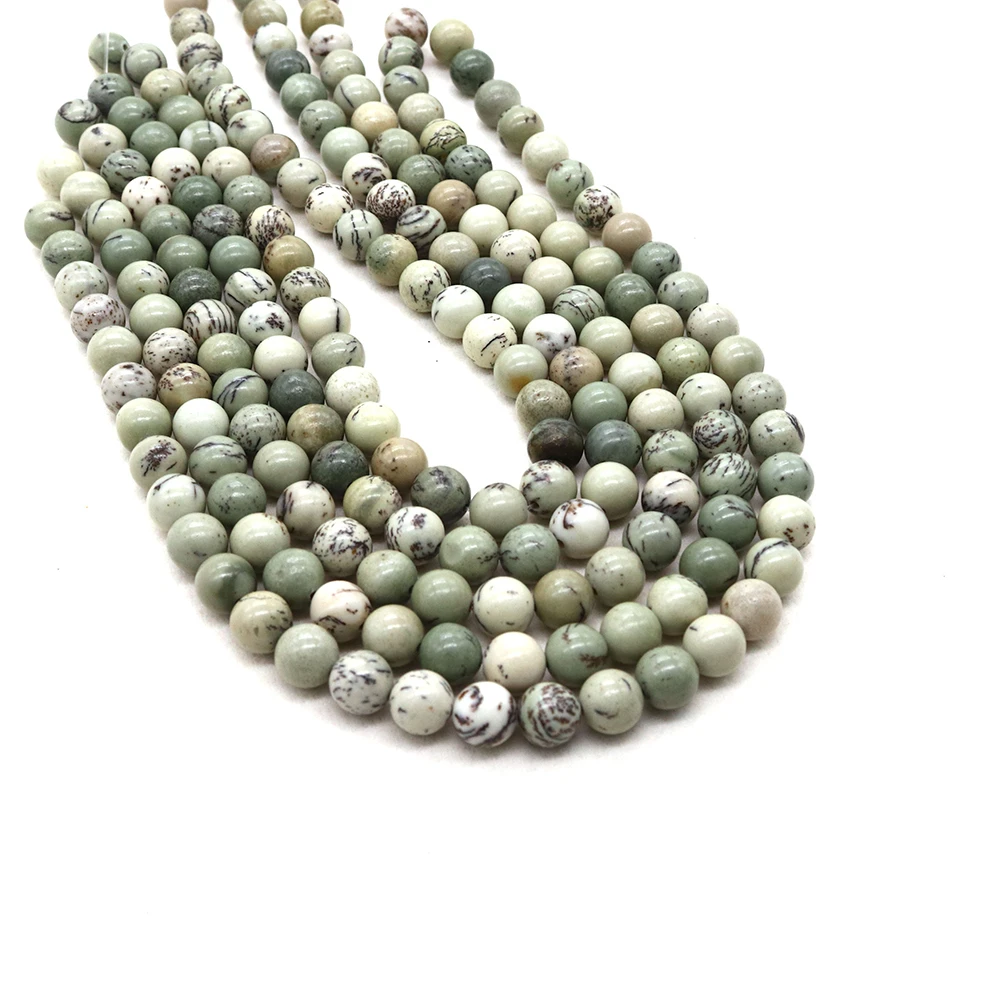 Natural Stones Green Jasper Beads Round Loose Jewelry Beads for Making Bracelets Handmade Needlework DIY Accessories 6/8/10 mm