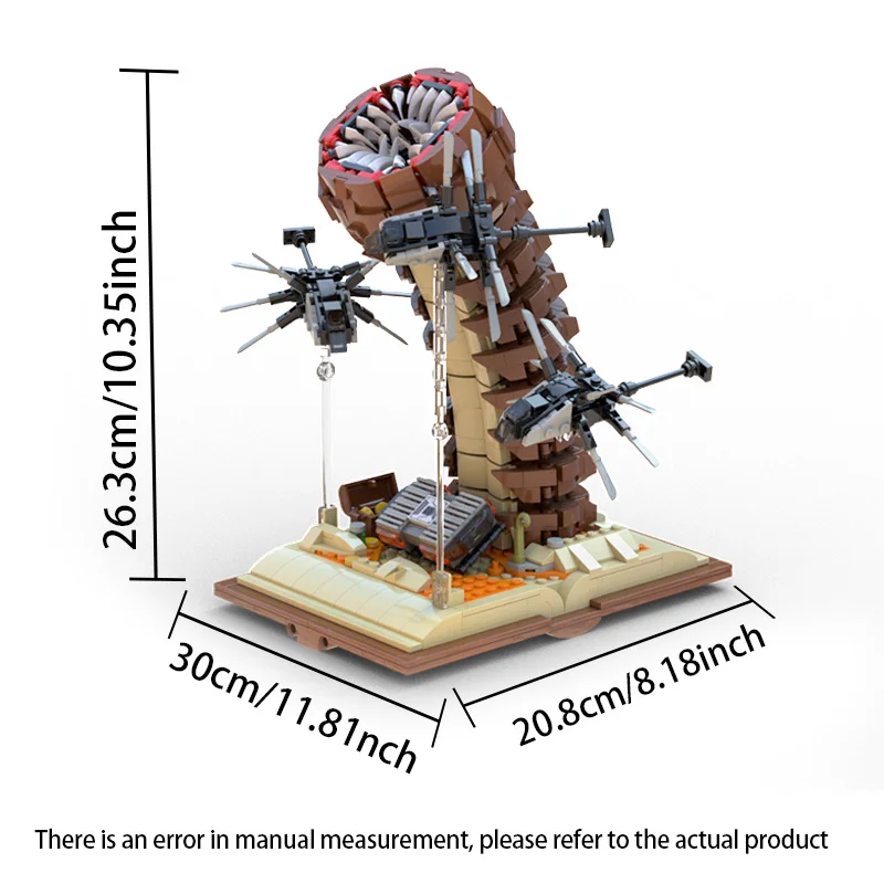 Sandworm Monster Equipped with Suspended Ornithopter Building Blocks Set Classic Movie Collectible Model Toys Gift for Fan Kids