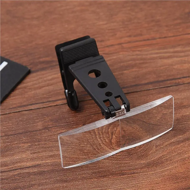 ABUH-3 Set 1.5X/2.5X/3.5X Magnifying Glass Optical Instruments Folding Clip On Eyeglass Loupe With 3 Acrylic Lens 85X30mm