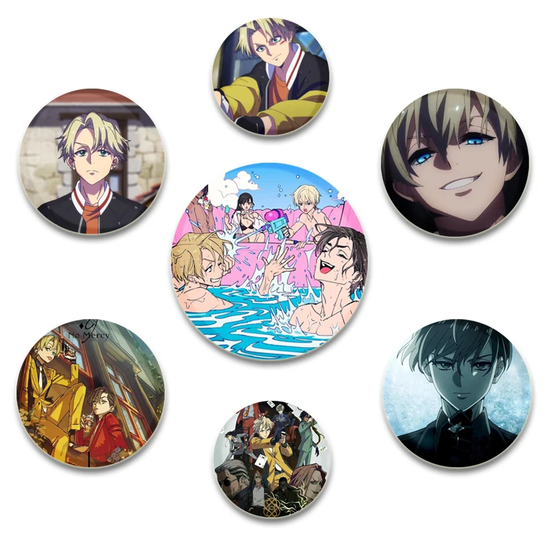 58mm Anime HIGH CARD Creative DIY Badge Tinplate Plastic Pins Button Brooches for Backpack Decoration Accessories Jewelry Gifts