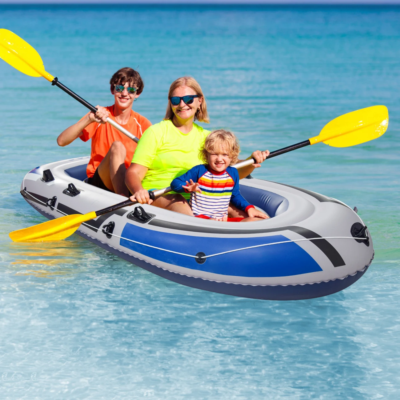 1PC Inflatable Boat, Swimming Pool Lake Float Raft for Adults, Portable Fishing Boat Raft for Lake with Oars Hand Pump
