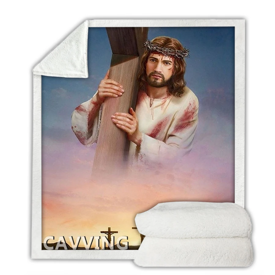 Jesus 3D Printed  Sherpa Blanket Rectangle Blanket Textiles Fleece Wearable Blanket Throw Blanket Home Decor  J01