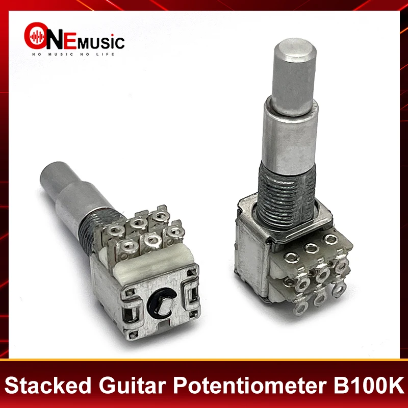 2Pcs Stacked Guitar Potentiometer B100K Dual Shaft 6/8mm Separately Controlled Double Balance Pots Volume/Tone Pots
