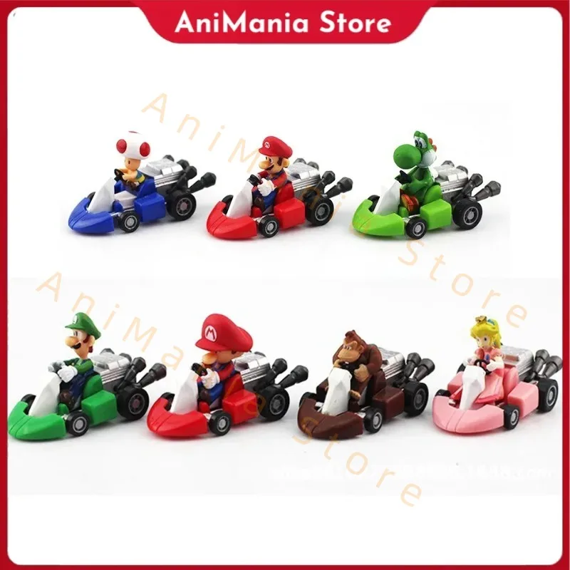 

Супер Марио Бро Картинг Луиджи Боусер Принцесса Персик Йоши Жаба Фигурка Игрушки Автомобиль с откатом Аниме Игра Кукла Подарки