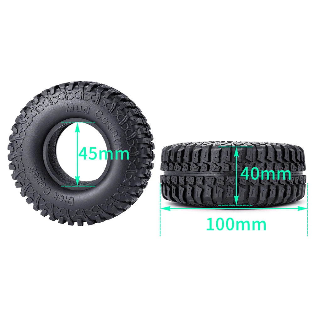 YEAHRUN Pneumatico In Gomma da 1.9 pollici 1.9 "Pneumatici delle Ruote 100x40mm per 1/10 RC Crawler Auto Axial SCX10 Wraith TRX4 TRX6 D90 Parti di Aggiornamento