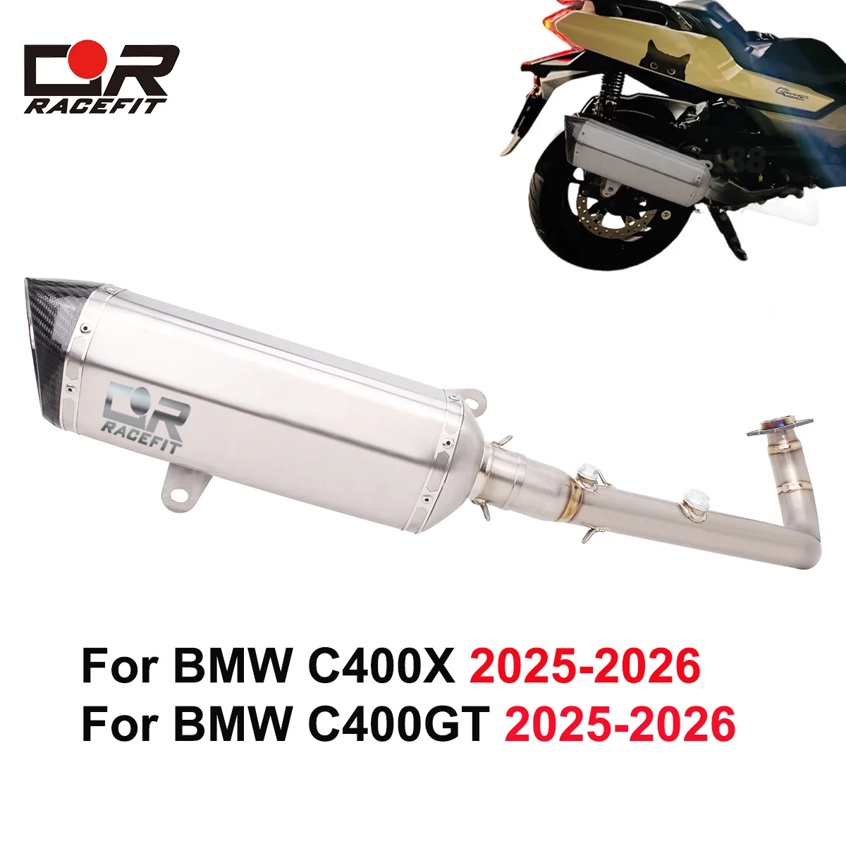 

Full Exhaust System Modify Titanium Alloy Escape Front Link Pipe Slip For BMW C400X C400GT 2025 2026 Moto Muffler Header Pipes